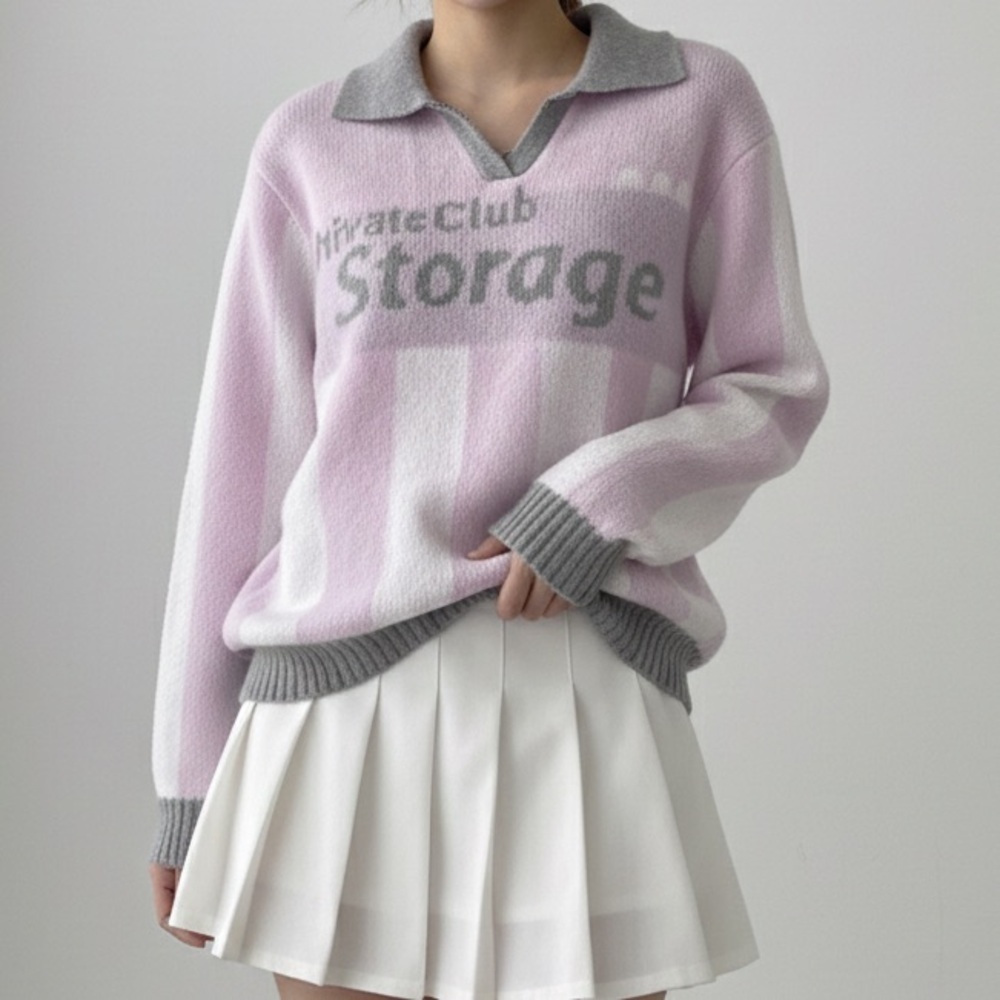 NWT "Private Club Storage" Sweater Pastel Pink White Clean Girl Aesthetic Large